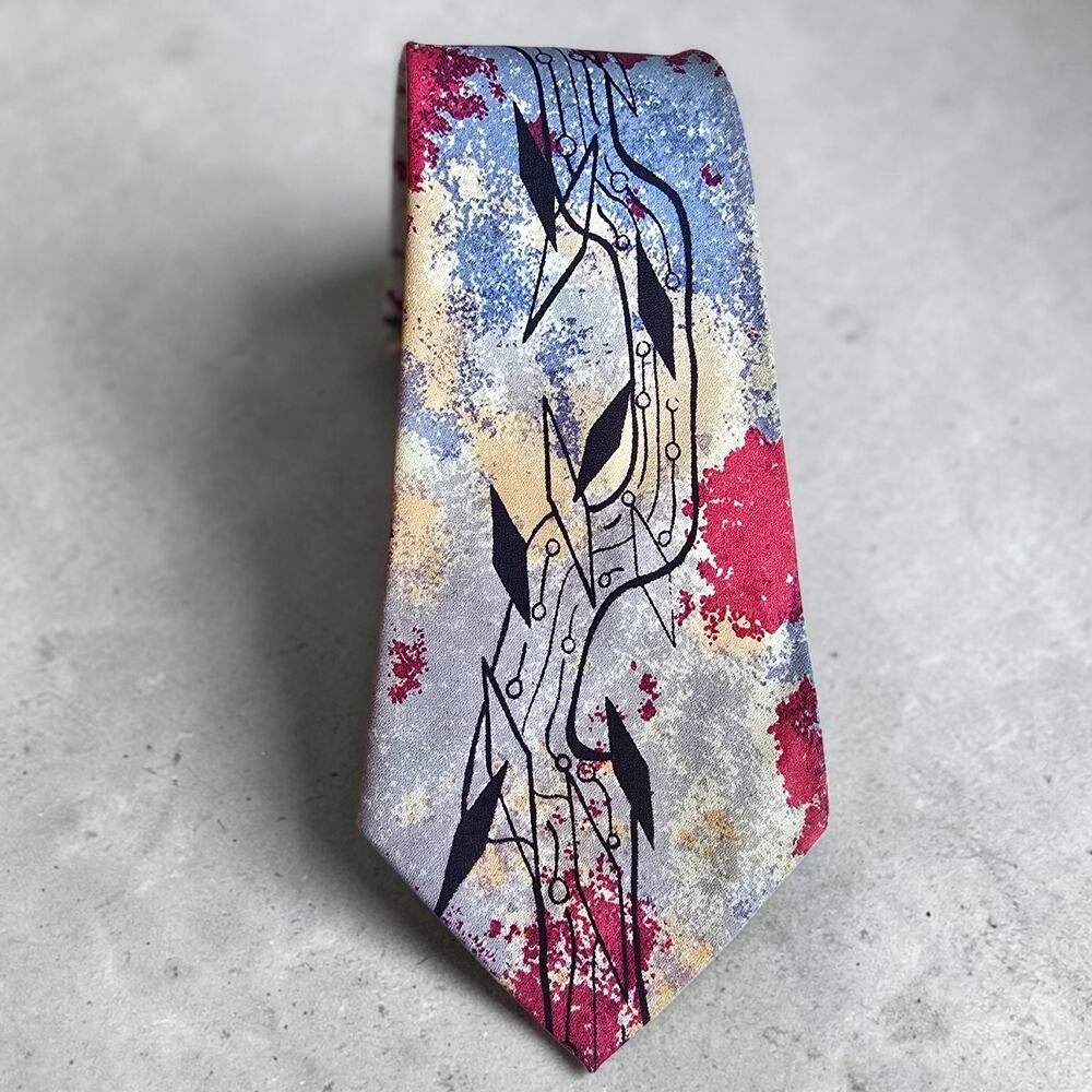VTG 1950s Towncraft De Luxe Atomic Necktie Abstract Mid Century Crepe Cravat USA